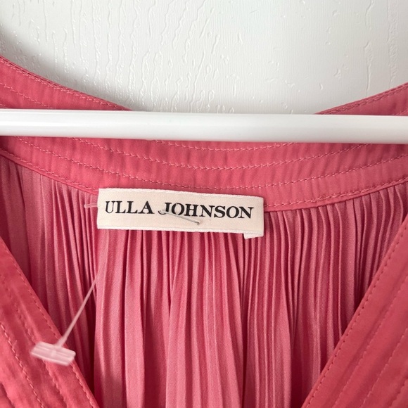 ULLA JOHNSON Marsha Pleated Japanese Satin Midi Dress in Cerise Sz 10 - Picture 7 of 9